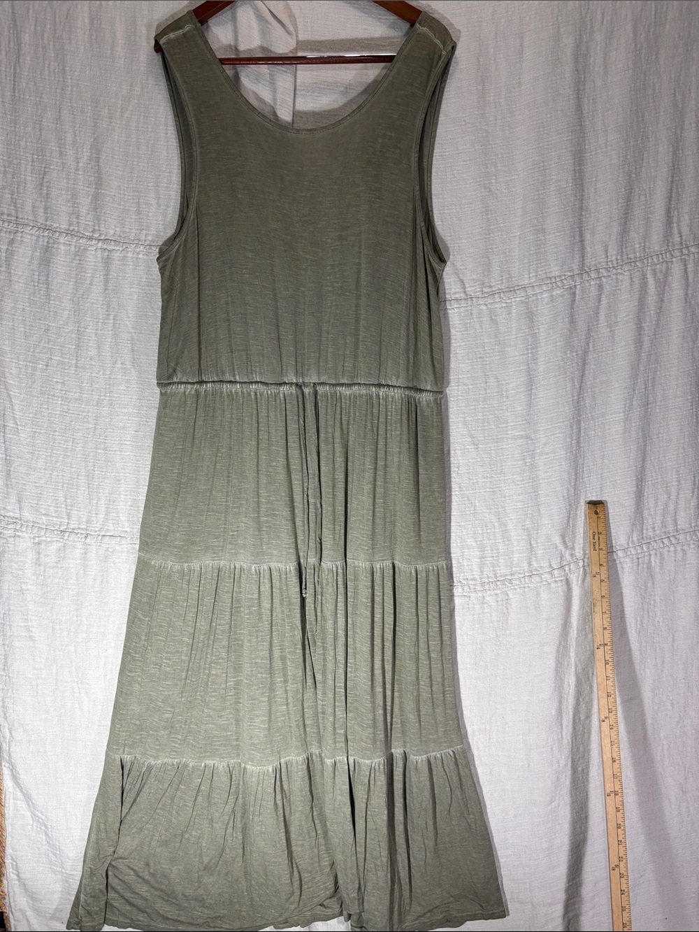 Knox Rose Olive Sage Green Tiered Maxi Dress Low Back Boho Size XXL Festival